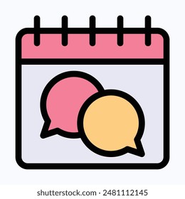 Chat Icon. Speech Bubble Icon. Message Calendar Vector Icon. Lineal Color Vector Icon.