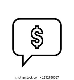 Chat Icon. Speech Bubble Sign. Conversation, Communications Symbol. Dollar Icon