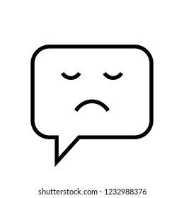 Chat Icon. Speech Bubble Sign. Conversation, Communications Symbol. Sad Icon