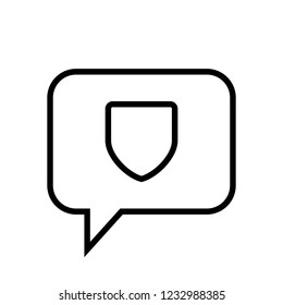 Chat Icon. Speech Bubble Sign. Conversation, Communications Symbol. Shield, Secure, Security Icon