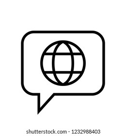 Chat Icon. Speech Bubble Sign. Conversation, Communications Symbol. Worldwide Icon