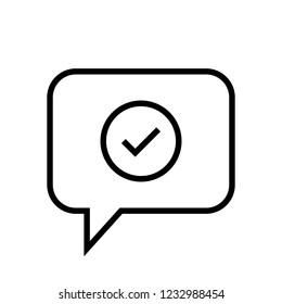 Chat Icon. Speech Bubble Sign. Conversation, Communications Symbol. Checked Icon