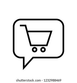 Chat Icon. Speech Bubble Sign. Conversation, Communications Symbol. Shopping Cart, Online Shop Icon