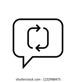 Chat Icon. Speech Bubble Sign. Conversation, Communications Symbol. Repeat Icon