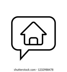 Chat Icon. Speech Bubble Sign. Conversation, Communications Symbol. Real Estate, House, Home Icon