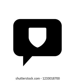 Chat Icon. Speech Bubble Sign. Conversation, Communications Symbol. Shield, Secure, Security Icon