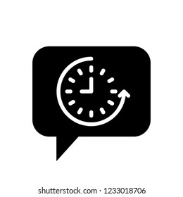 Chat Icon. Speech Bubble Sign. Conversation, Communications Symbol. Clock Icon