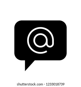 Chat Icon. Speech Bubble Sign. Conversation, Communications Symbol. Arroba Icon