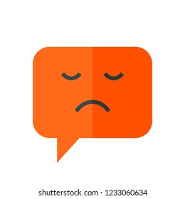 Chat Icon. Speech Bubble Sign. Conversation, Communications Symbol. Sad Icon