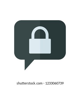 Chat Icon. Speech Bubble Sign. Conversation, Communications Symbol. Padlock Icon