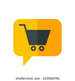 Chat Icon. Speech Bubble Sign. Conversation, Communications Symbol. Shopping Cart, Online Shop Icon