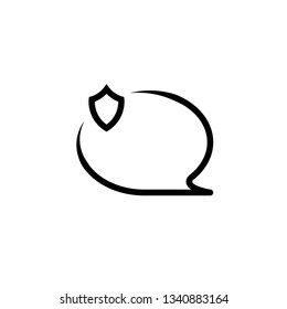 Chat Icon. Speech Bubble Sign. Conversation, Communications Symbol. Shield, Secure, Security Icon