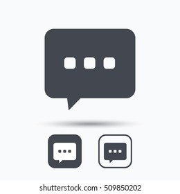 Chat icon. Speech bubble symbol. Square buttons with flat web icon on white background. Vector