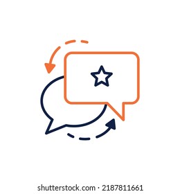 Icono de conversación. Burbujas de voz con flechas aisladas en el fondo blanco para medios sociales, diseño web y aplicaciones. Ilustración del vector