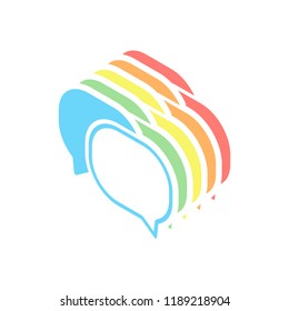 chat icon. Stack of colorful isometric icons on white background