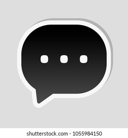 chat icon. Sticker style with white border and simple shadow on gray background