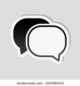 chat icon. Sticker style with white border and simple shadow on gray background