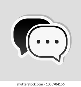 chat icon. Sticker style with white border and simple shadow on gray background