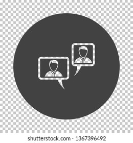 Chat icon. Subtract stencil design on tranparency grid. Vector illustration.