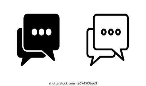 Icono de chat para App y Sitios web. símbolo de burbuja de discurso y símbolo. icono de comentario. mensaje