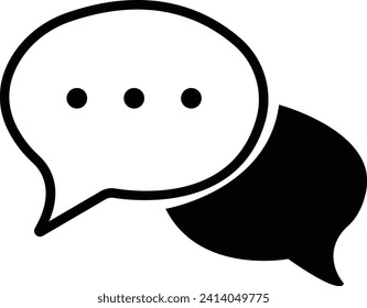 Chat icon symbol vector, Simple flat minimalist incoming new chat box messages app vector icon, Speech bubble, Dialogue balloon sticker silhouette. Trendy message symbol. Pixel perfect. comment icon.