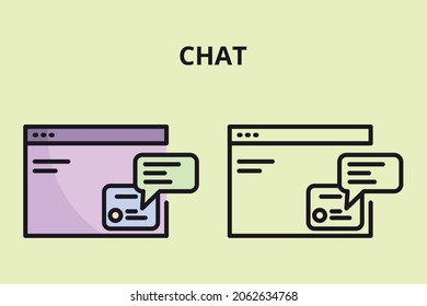 Chat Icon. Talk bubble speech icon With Outline And Filled Color Style For Web Development.