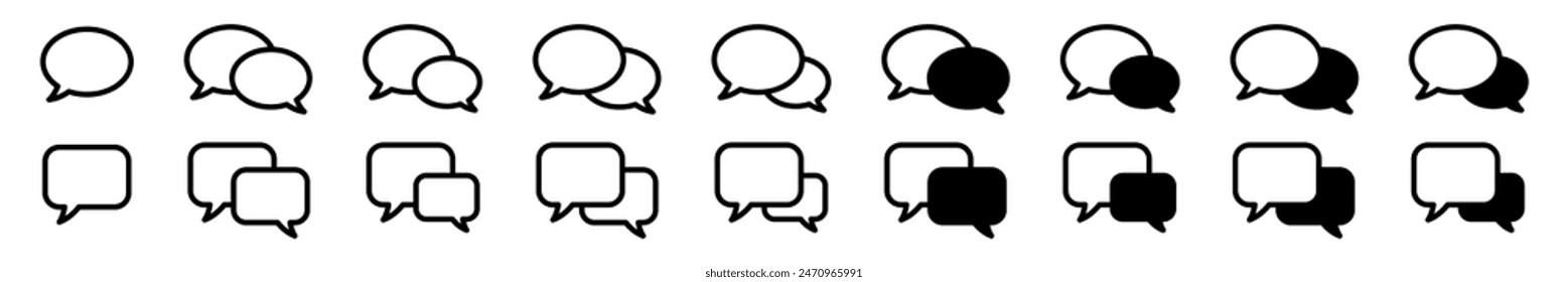 Chat icon. Talk bubble speech icon. Blank empty bubbles set.