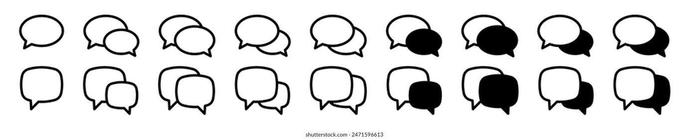 Chat icon. Talk bubble speech icon. Blank empty bubbles set.