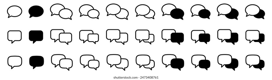 Chat icon. Talk bubble speech icon. Blank empty bubbles set.