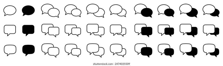 Chat icon. Talk bubble speech icon. Blank empty bubbles set.