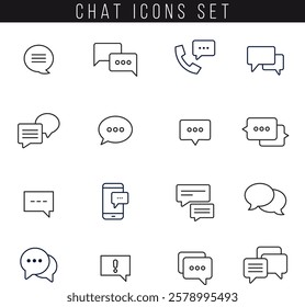 Chat icon. Talk bubble speech line art icon vector illustration