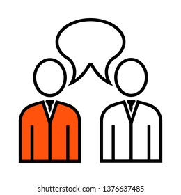 Chat Icon. Thin Line With Orange Fill Design. Vector Illustration.