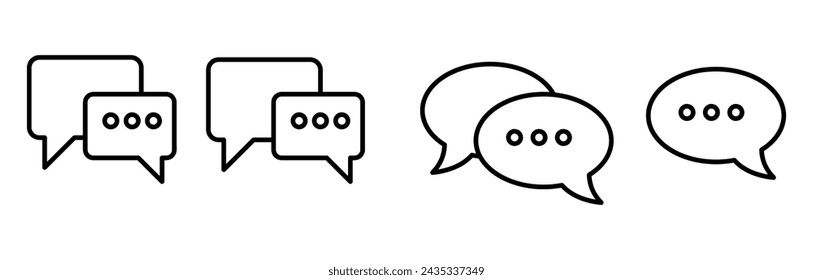 Chat-Symbol dünne Linie Icon Set, Sprechblasen Liner Zeichen, Kommentar oder Nachricht flache Illustration auf weißem Hintergrund..eps