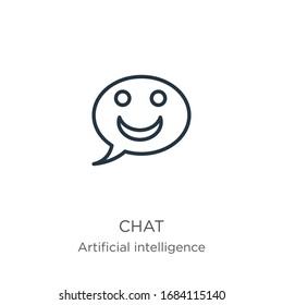 Chat icon. Thin linear chat outline icon isolated on white background from artificial intelligence collection. Line vector sign, symbol for web and mobile