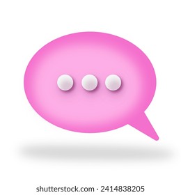 Icono de chat con tres puntos de color rosa - icono web