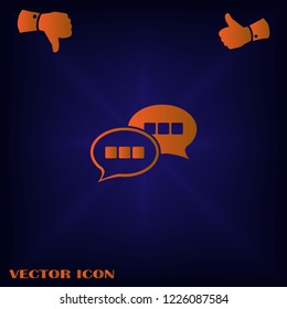 Chat Icon in trendy flat style isolated on blue background. Speech bubble symbol for your web site design, logo, app, UI. Vector illustration, EPS10.