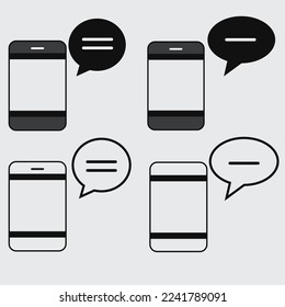 Icono de chat en estilo plano de moda aislado en fondo gris. Símbolo de burbuja de voz para el diseño del sitio web, logotipo, aplicación, interfaz de usuario. Ilustración vectorial. Chat en línea en el smartphone. 