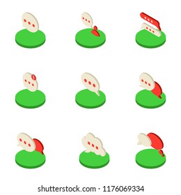 Chat Icon in trendy isometric style  on grey . Speech bubble symbol for your web site design, logo, app, UI. Vector illustration, EPS10.