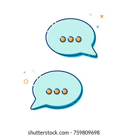 Chat Icon in trendy style - thin line flat design. Group speech bubbles symbol for your web site design, logo, app, UI. Vector illustration