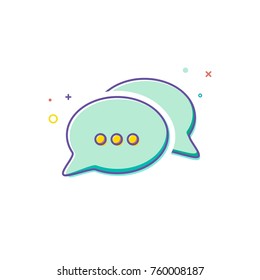 Chat Icon in trendy style - thin line flat design. Group speech bubbles symbol for your web site design, logo, app, UI. Vector illustration