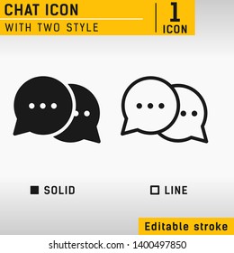 Chat icon with two style. Dialog vector icon. Conversation, discussion icon. Speech bubbles icon with two style