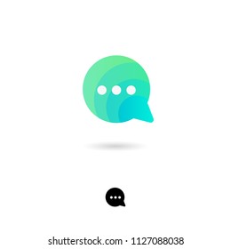 Chat icon, UI. Chat, communication, conversation, conversation, information exchange icon. Bubble symbol with shadow on a white background. Web button. Monochrome option.