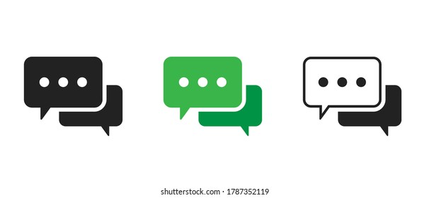 Chat icon in various styles. Speech bubble. Talk balloon. Message symbol. Vector graphic design elements.