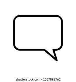 chat icon vector; blank white speech bubble with black border isolated on white background