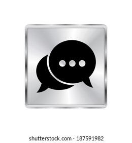Chat icon - vector brushed metal button