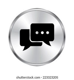 Chat icon - vector brushed metal button