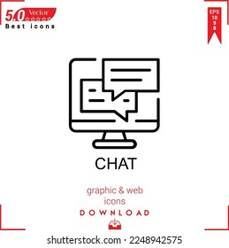 chat icon vector . Business marketing management, chat icons , simple, isolated, application , logo, flat icon for website design or mobile applications, 
UI  UX design Editable stroke. EPS10