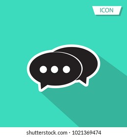 Chat icon vector, Conversation symbols isolated on green background.