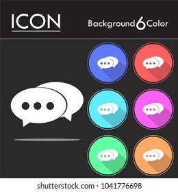 Chat icon vector, Conversation symbols isolated on six color background.