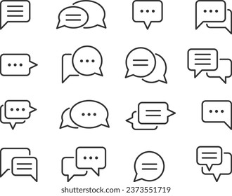 Chat icon vector design element. Set talk bubble speech signs. Dialogue balloon for mobile app or web site.